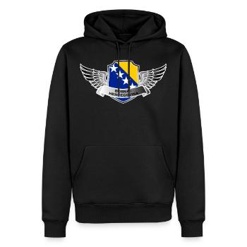 Bosnia Bosna i Hercegovina BiH Flagge Fahne Flügel - Männer Premium Bio Hoodie - Schwarz - Vorne - Nico (187cm)