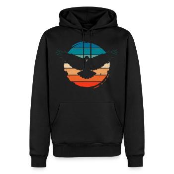 Krähe Rabe Vogel Vintage Retro Design - Männer Premium Bio Hoodie - Schwarz - Vorne - Nico (187cm)