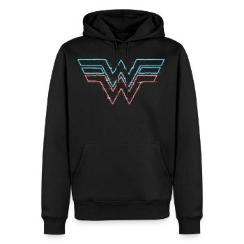 Wonder Woman 1984 Logo Néon - Sweat à capuche Premium bio Homme - noir - Devant - Nico (187cm)