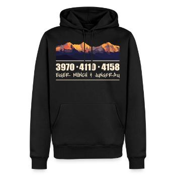 Eiger Mönch Jungfrau Mountain Oberland Bernois Suisse - Sweat à capuche Premium bio Homme - noir - Devant - Nico (187cm)