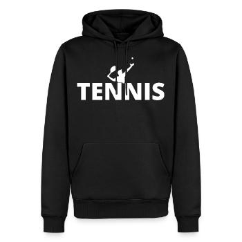 tennis / Tennis / Tennis spieler / Tennis Spielen - Männer Premium Bio Hoodie - Schwarz - Vorne - Nico (187cm)