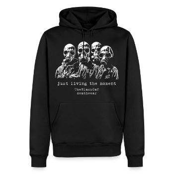 vivre l’instant présent - Masques à gaz - Sweat à capuche Premium bio Homme - noir - Devant - Nico (187cm)