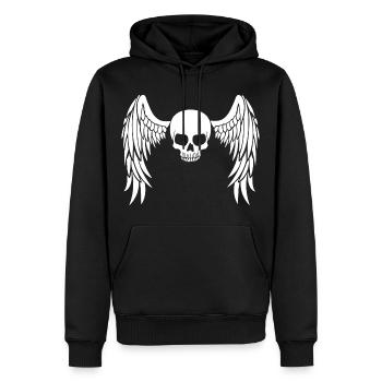 Crâne ailé blanc - Sweat à capuche Premium bio Homme - noir - Devant - Nico (187cm)