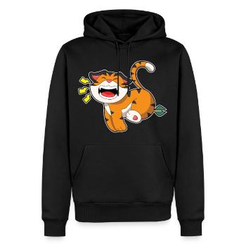 Flèche du Tigre - Sweat à capuche Premium bio Homme - noir - Devant - Nico (187cm)