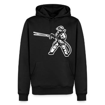 Pompier - Sweat à capuche Premium bio Homme - noir - Devant - Nico (187cm)