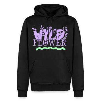 Wyld Flower – Boho Vibes - Männer Premium Bio Hoodie - Schwarz - Vorne - Nico (187cm)