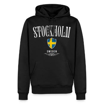 Stockholm, Suède, design minimaliste élégant - Sweat à capuche Premium bio Homme - noir - Devant - Nico (187cm)