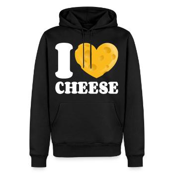J’adore le fromage J’adore le fromage Un amateur de fromage Accro au fromage - Sweat à capuche Premium bio Homme - noir - Devant - Nico (187cm)