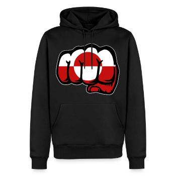 Icône du poing du drapeau du Groenland - Sweat à capuche Premium bio Homme - noir - Devant - Nico (187cm)