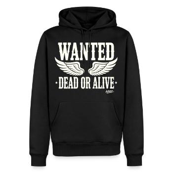 Recherché mort ou vivant avec des ailes - Sweat à capuche Premium bio Homme - noir - Devant - Nico (187cm)