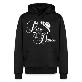 Line Dance Script Logo - Men’s Premium Organic Hoodie - black - Front - Nico (187cm)