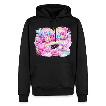 Mama Candy und Regenbogen | Mama-Geschenk - Männer Premium Bio Hoodie - Schwarz - Vorne - Nico (187cm)