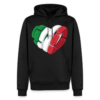 J'aime l'Italie - amour italien - Sweat à capuche Premium bio Homme - noir - Devant - Nico (187cm)