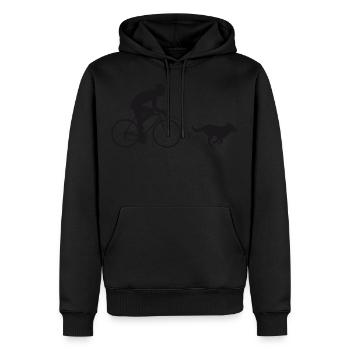 Fahrrad mit Hund - Männer Premium Bio Hoodie - Schwarz - Vorne - Nico (187cm)