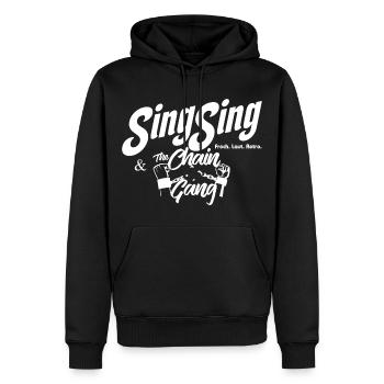 SingSing & The Chain Gang - weiss - Männer Premium Bio Hoodie - Schwarz - Vorne - Nico (187cm)