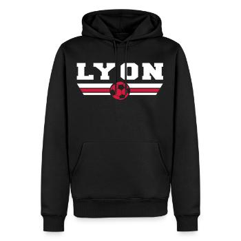 Lyon foot - Sweat à capuche Premium bio Homme - noir - Devant - Nico (187cm)