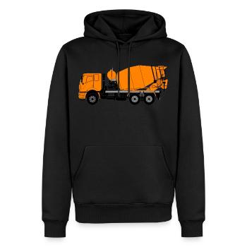 Bétonnière, camion, camion, cool, camion à ordures, béton - Sweat à capuche Premium bio Homme - noir - Devant - Nico (187cm)