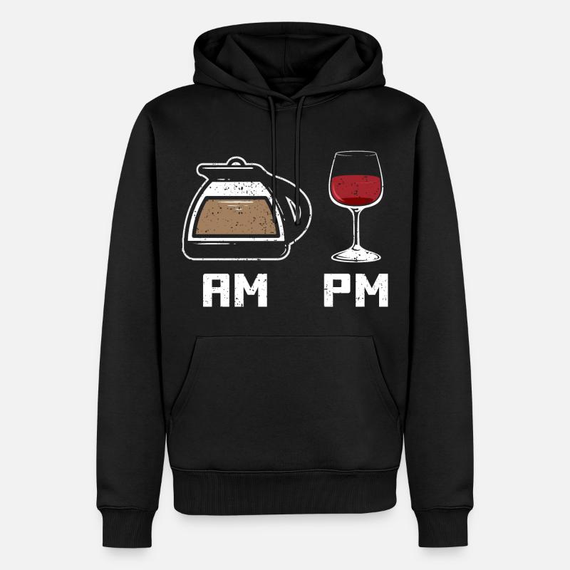 Café vin AM PM - Sweat à capuche Premium bio Homme - noir