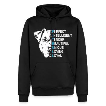 Pitbull - Men’s Premium Organic Hoodie - black - Front - Nico (187cm)