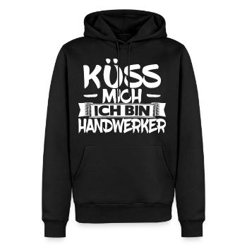 Küss mich ich bin Handwerker - Männer Premium Bio Hoodie - Schwarz - Vorne - Nico (187cm)