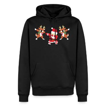 père noël avec des cerfs dab - Sweat à capuche Premium bio Homme - noir - Devant - Nico (187cm)
