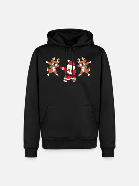 père noël avec des cerfs dab - Sweat à capuche Premium bio Homme - noir