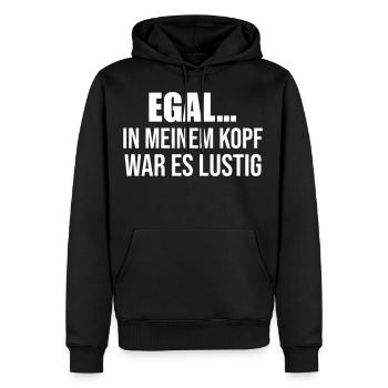 Egal in meinem kopf war es lustig - Männer Premium Bio Hoodie - Schwarz - Vorne - Nico (187cm)