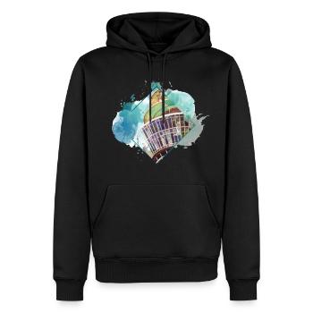 Düsseldorf Allemagne City Skyline Splash Coloré - Sweat à capuche Premium bio Homme - noir - Devant - Nico (187cm)