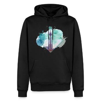 Düsseldorf Allemagne City Skyline Splash Coloré - Sweat à capuche Premium bio Homme - noir - Devant - Nico (187cm)