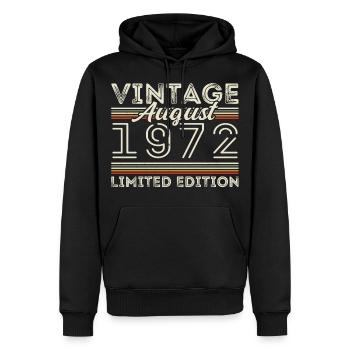 Août 1972 Légende depuis août 1972 Millésime 1972 - Sweat à capuche Premium bio Homme - noir - Devant - Nico (187cm)