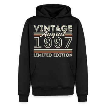 Août 1997 Légende depuis Août 1997 Millésime 1997 - Sweat à capuche Premium bio Homme - noir - Devant - Nico (187cm)