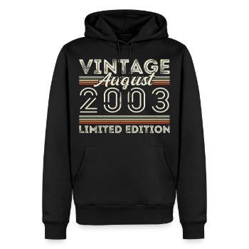 Août 2003 Légende depuis août 2003 Millésime 2003 - Sweat à capuche Premium bio Homme - noir - Devant - Nico (187cm)