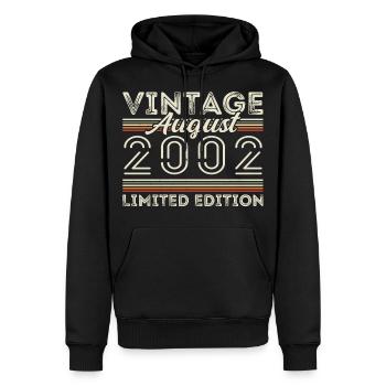 Août 2002 Légende depuis Août 2002 Millésime 2002 - Sweat à capuche Premium bio Homme - noir - Devant - Nico (187cm)