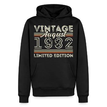 Août 1982 Légende depuis Août 1982 Millésime 1982 - Sweat à capuche Premium bio Homme - noir - Devant - Nico (187cm)