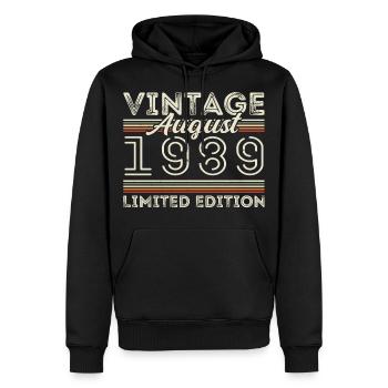 Août 1989 Légende depuis Août 1989 Millésime 1989 - Sweat à capuche Premium bio Homme - noir - Devant - Nico (187cm)