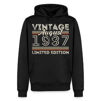 Août 1987 Légende depuis août 1987 Millésime 1987 - Sweat à capuche Premium bio Homme - noir - Devant - Nico (187cm)