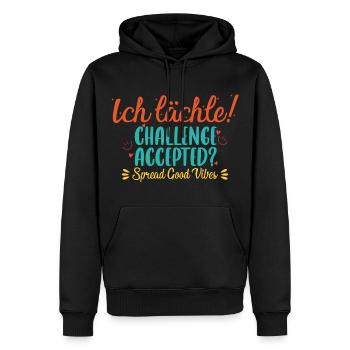Ich Lächle! - Verbreite positive Energie - Männer Premium Bio Hoodie - Schwarz - Vorne - Nico (187cm)