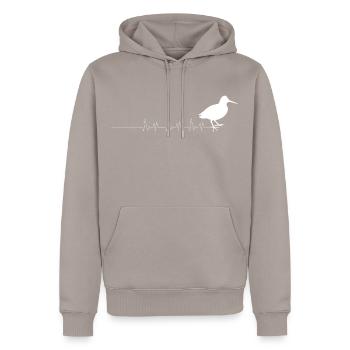 Battement De Coeur Humour Chasseur De Bécasse - Sweat à capuche Premium bio Homme - taupe - Devant - Nico (187cm)