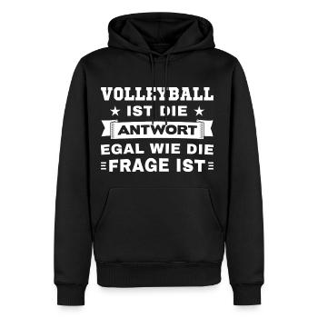 Volleyball ist die Antwort - Männer Premium Bio Hoodie - Schwarz - Vorne - Nico (187cm)