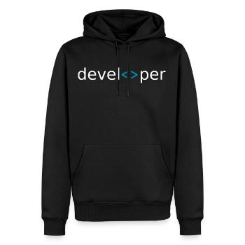 developer - Men’s Premium Organic Hoodie - black - Front - Nico (187cm)