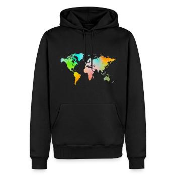 Spray Paint World Map - Men’s Premium Organic Hoodie - black - Front - Nico (187cm)