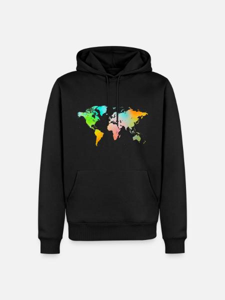 Spray Paint World Map - Men’s Premium Organic Hoodie - black