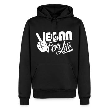 Vegan T-shirt - Vegan for Life - Sweat à capuche Premium bio Homme - noir - Devant - Nico (187cm)