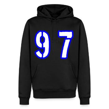 97 Symbole numérique - Sweat à capuche Premium bio Homme - noir - Devant - Nico (187cm)