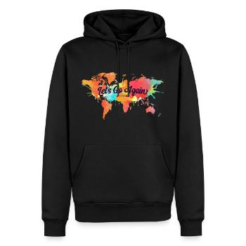Gehen wir wieder Aquarell Weltkarte - Männer Premium Bio Hoodie - Schwarz - Vorne - Nico (187cm)