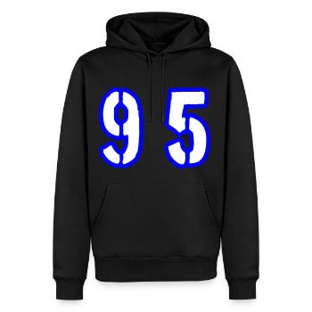 Symbole du chiffre 95 - Sweat à capuche Premium bio Homme - noir - Devant - Nico (187cm)