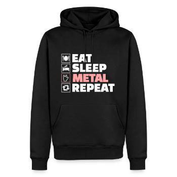 Eat sleep Heavy Metal repeat - Männer Premium Bio Hoodie - Schwarz - Vorne - Nico (187cm)