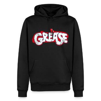 Grease White Logo With Car - Men’s Premium Organic Hoodie - black - Front - Nico (187cm)