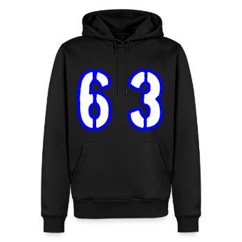 63 Zahl Symbol - Männer Premium Bio Hoodie - Schwarz - Vorne - Nico (187cm)