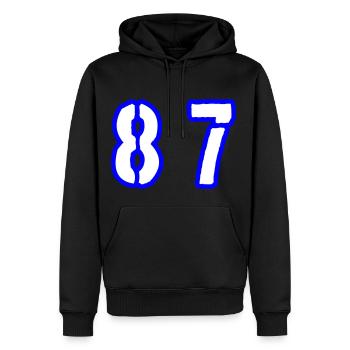 87 Symbole numérique - Sweat à capuche Premium bio Homme - noir - Devant - Nico (187cm)
